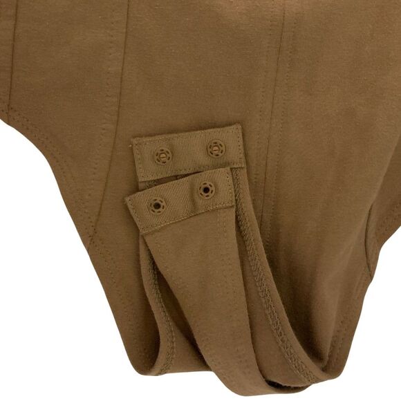 H&M Brown Thong Bodysuit Top with Gold Detail Women’s Size S - Picture 6 of 9